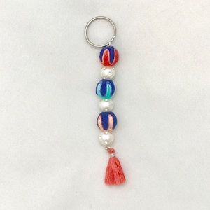 Peach Beaded Tassel Keychain